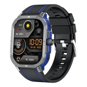 2.06" AMOLED Smart Watch with Bluetooth Call, NFC, Fitness & Health Tracker, IP68 Waterproof, Heart Rate Blood Pressure Monitor, Step Counter, Compatible with Android (Blue)