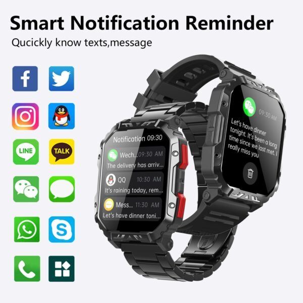 Military Smart Watch for Men, 2.1" Fitness Tracker with Heart Rate & SpO2 Monitor, 151 Sports Modes, IP68 Waterproof, Compatible with Android iPhone, Joeme Fit App (Brown PU)