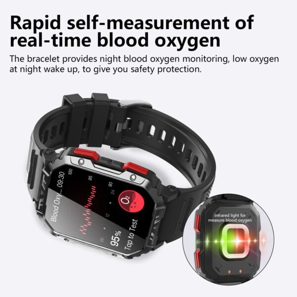 Military Smart Watch for Men, 2.1" Fitness Tracker with Heart Rate & SpO2 Monitor, 151 Sports Modes, IP68 Waterproof, Compatible with Android iPhone, Joeme Fit App (Brown PU)