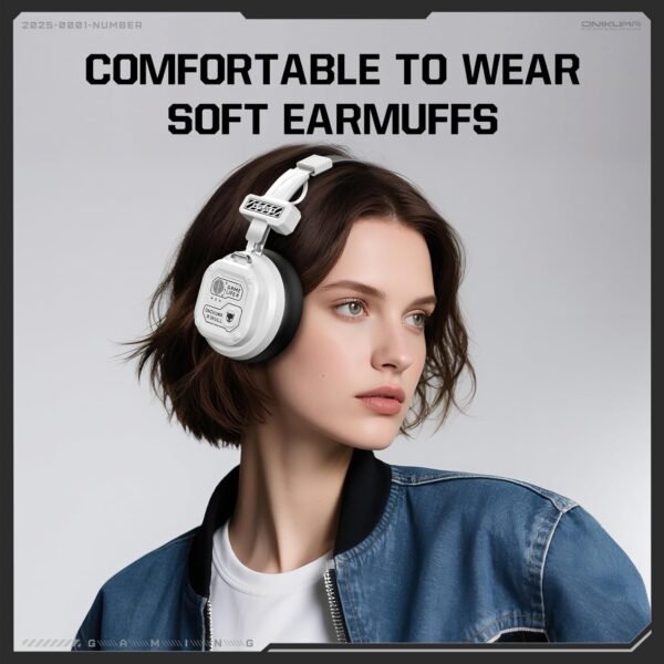 On-Ear Wireless Bluetooth Headphones with 50H Playtime, 40mm Drivers, Deep Bass, Foldable Lightweight Design, Built-in Mic, Type-C Fast Charging (White)