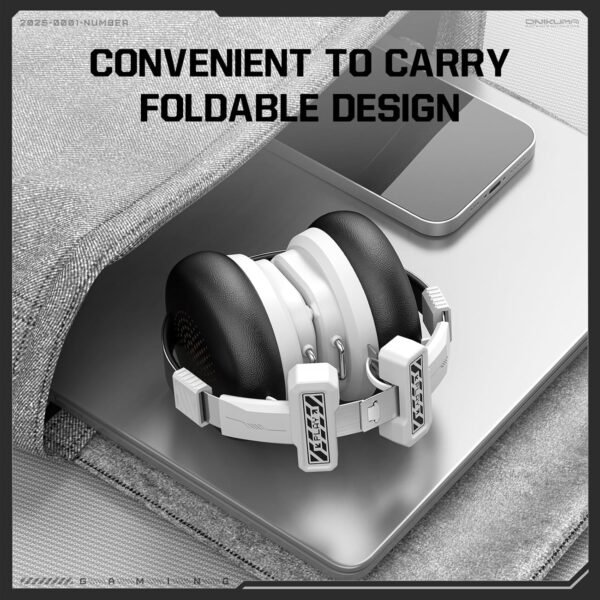 On-Ear Wireless Bluetooth Headphones with 50H Playtime, 40mm Drivers, Deep Bass, Foldable Lightweight Design, Built-in Mic, Type-C Fast Charging (White)