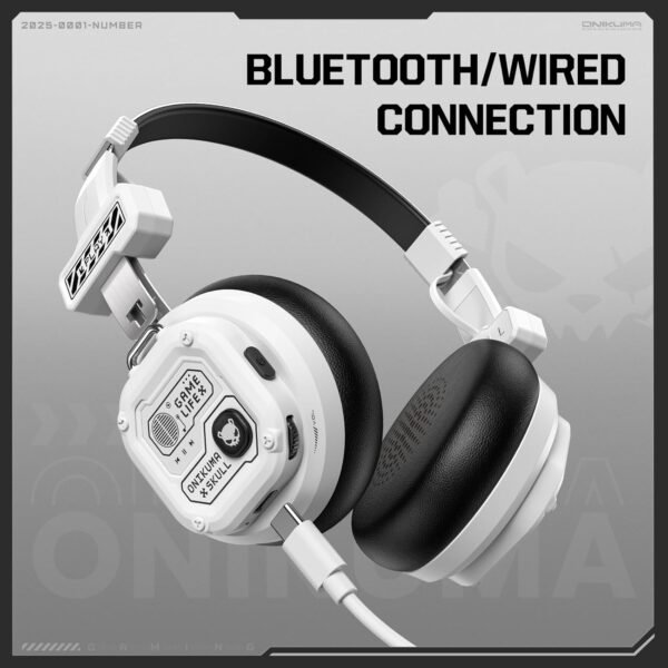 On-Ear Wireless Bluetooth Headphones with 50H Playtime, 40mm Drivers, Deep Bass, Foldable Lightweight Design, Built-in Mic, Type-C Fast Charging (White)