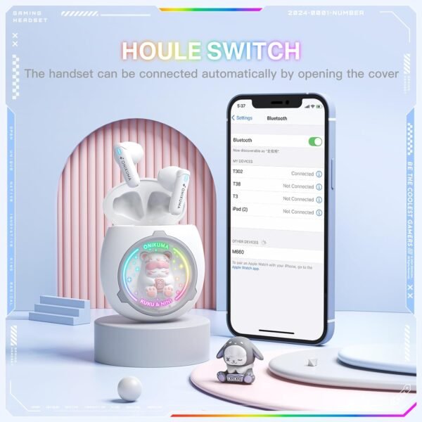 Open-Ear Wireless Earbuds with Ear Hooks, Bluetooth 5.4 Headphones for Running, Sports and Gaming, Low Latency, 6H Playtime, Type-C Charging Case, 16mm Driver