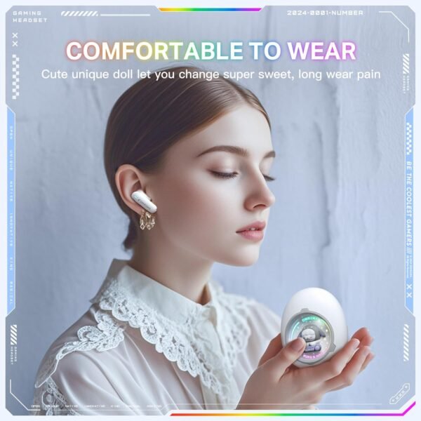 Open-Ear Wireless Earbuds with Ear Hooks, Bluetooth 5.4 Headphones for Running, Sports and Gaming, Low Latency, 6H Playtime, Type-C Charging Case, 16mm Driver