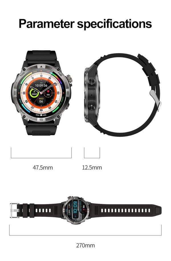 Smart Watch for Android iPhone, 1.43" AMOLED Fitness Tracker with Bluetooth Call, GPS, Compass, NFC Pay, Blood Oxygen Heart Rate Monitor, IP68 Waterproof Rugged Outdoor...