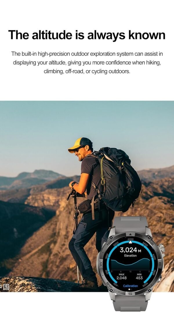 Smart Watch for Android iPhone, 1.43" AMOLED Fitness Tracker with Bluetooth Call, GPS, Compass, NFC Pay, Blood Oxygen Heart Rate Monitor, IP68 Waterproof Rugged Outdoor...