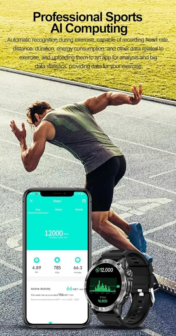 Smart Watch for Android iPhone, 1.43" AMOLED Fitness Tracker with Bluetooth Call, GPS, Compass, NFC Pay, Blood Oxygen Heart Rate Monitor, IP68 Waterproof Rugged Outdoor...