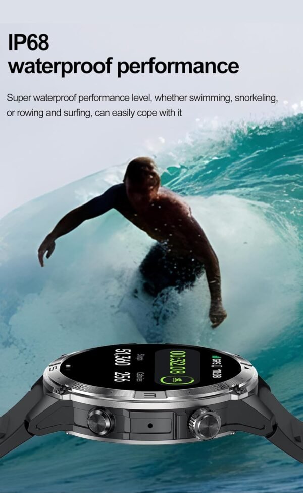 Smart Watch for Android iPhone, 1.43" AMOLED Fitness Tracker with Bluetooth Call, GPS, Compass, NFC Pay, Blood Oxygen Heart Rate Monitor, IP68 Waterproof Rugged Outdoor...