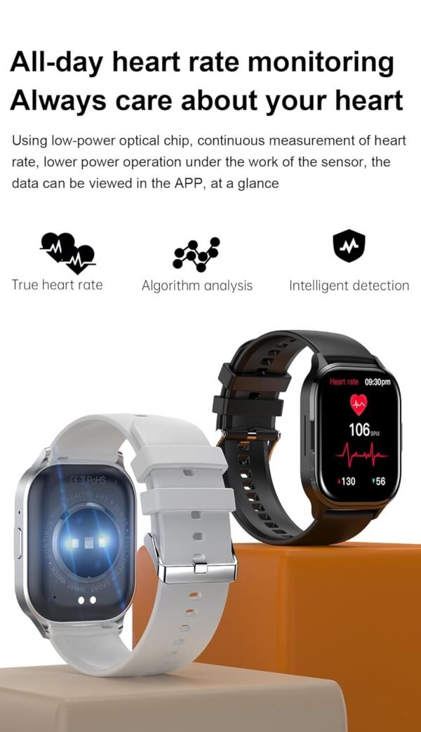 Smart Watch for Android iPhone with Bluetooth Call, 2.01'' AMOLED Display, Fitness Tracker with Heart Rate, NFC, Sleep Monitor, IP67 Waterproof, Voice Assistant, for Men and...