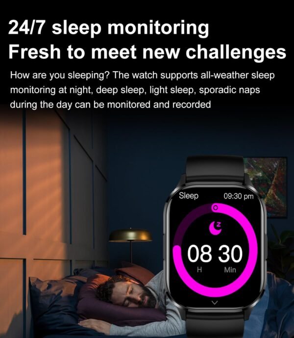 Smart Watch for Android iPhone with Bluetooth Call, 2.01'' AMOLED Display, Fitness Tracker with Heart Rate, NFC, Sleep Monitor, IP67 Waterproof, Voice Assistant, for Men and...