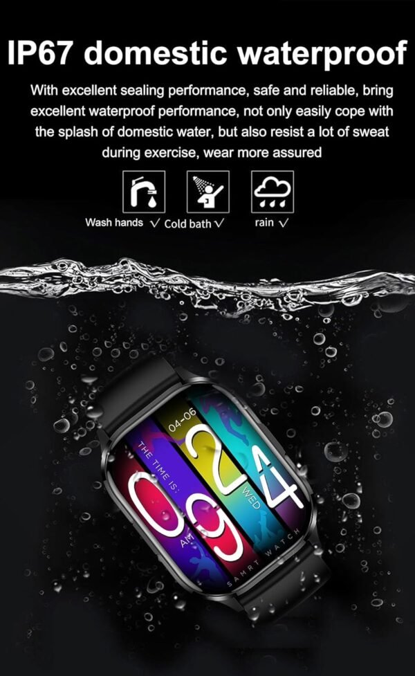 Smart Watch for Android iPhone with Bluetooth Call, 2.01'' AMOLED Display, Fitness Tracker with Heart Rate, NFC, Sleep Monitor, IP67 Waterproof, Voice Assistant, for Men and...