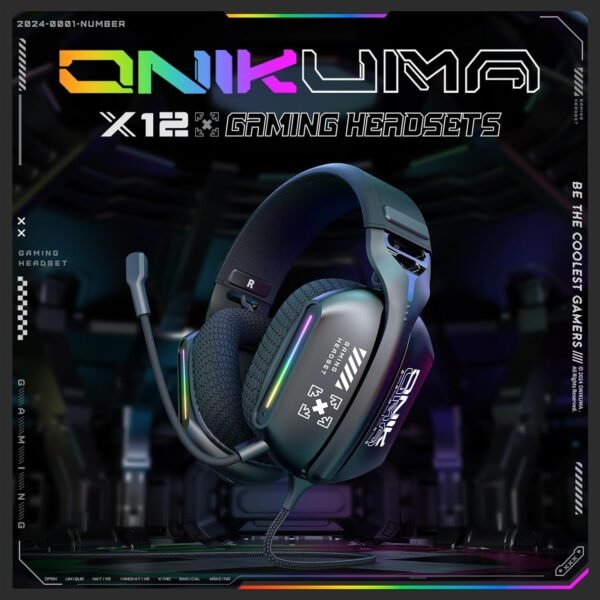 Wired Gaming Headset with Mic – 40mm Drivers, USB & 3.5mm Jack, Noise-Isolating Over-Ear Headphones with RGB Lights, for PC, PS4, Xbox, Laptop (Wired)