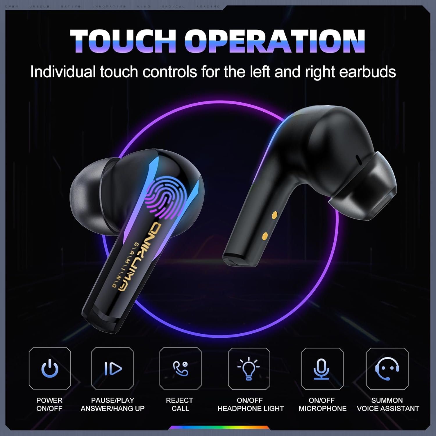 wireless gaming earbuds with earhooks, bluetooth 5.3 + 2.4g dual mode, low latency sport earphones with mic, type c charging case, ipx4 waterproof, 6h playtime Wireless Gaming Earbuds with Earhooks, Bluetooth 5.3 + 2.4G Dual Mode, Low Latency Sport Earphones with Mic, Type-C Charging Case, IPX4 Waterproof, 6H Playtime
