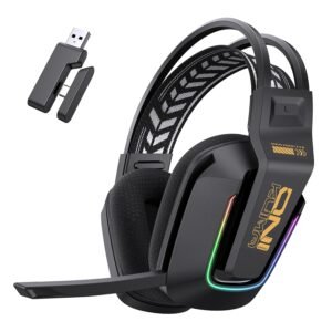 Wireless Gaming Headset with 4 Modes, 50mm Drivers, Bluetooth 5.4, 2.4G USB & Type-C, Wired, RGB Lighting, Low Latency, 55H Battery, Mic, Over-Ear Headphones for...