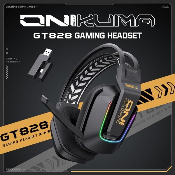 Wireless Gaming Headset with 4 Modes, 50mm Drivers, Bluetooth 5.4, 2.4G USB & Type-C, Wired, RGB Lighting, Low Latency, 55H Battery, Mic, Over-Ear Headphones for...