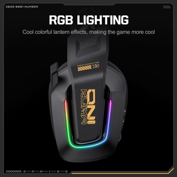 Wireless Gaming Headset with 4 Modes, 50mm Drivers, Bluetooth 5.4, 2.4G USB & Type-C, Wired, RGB Lighting, Low Latency, 55H Battery, Mic, Over-Ear Headphones for...