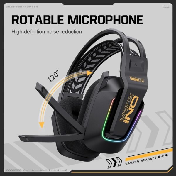 Wireless Gaming Headset with 4 Modes, 50mm Drivers, Bluetooth 5.4, 2.4G USB & Type-C, Wired, RGB Lighting, Low Latency, 55H Battery, Mic, Over-Ear Headphones for...