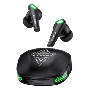 Wireless Sport Gaming Earbuds with Earhooks – Bluetooth 5.3 Low Latency ≤45ms, 10mm Drivers, 6H Playtime, ENC Calling, Type-C Charging, IPX4, Mecha-Style Design, Black